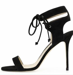 MANOLO BLAHNIK $815 BLACK SUEDE "LARAMOD" ANKLE-WRAP SANDALS HEELS 41